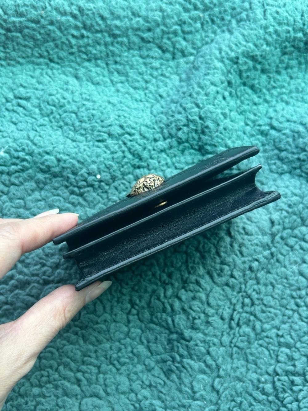 NWT Authentic Gucci Guccissima Big Cat 🐱 Leather Mini Wallet Black - Picture 6 of 11